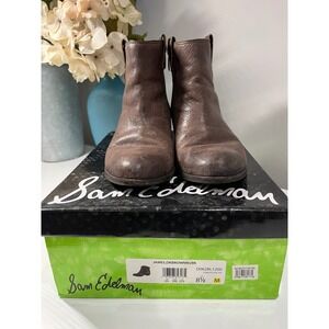 Sam Edelman James Dark Brown Distressed Leather Ankle Boots Size 8.5M